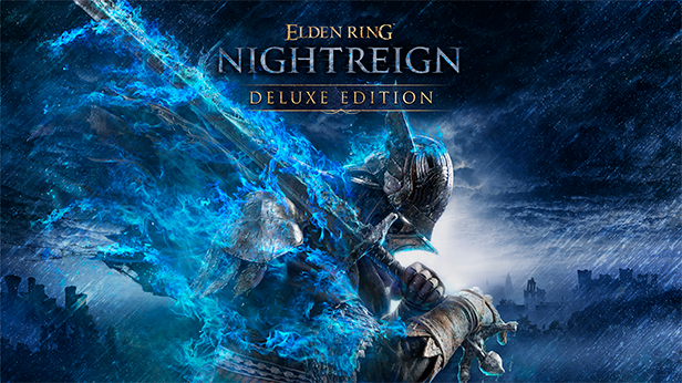 Arte oficial da expansão Elden Ring: Shadow of the Erdtree/Nightreign com um chefe de fundo.