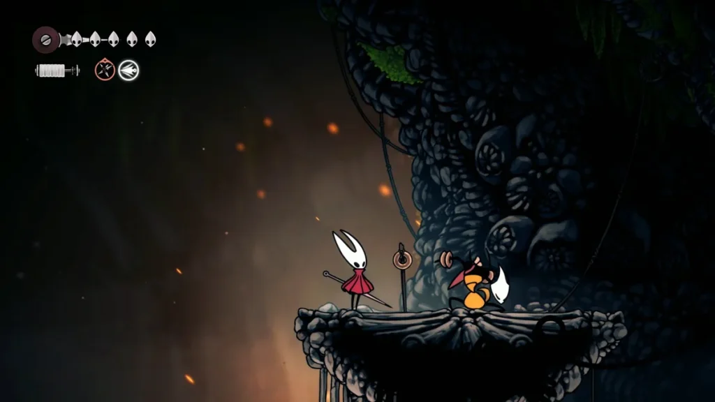 Shakra vendendo mapas em Hollow Knight: Silksong na Base dos Ossos- Dropraro
