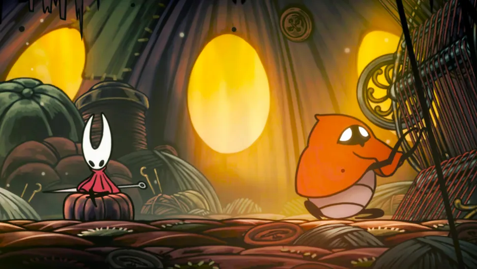 Hornet recebendo a Capa do Vagabundo em Hollow Knight: Silksong - Dropraro